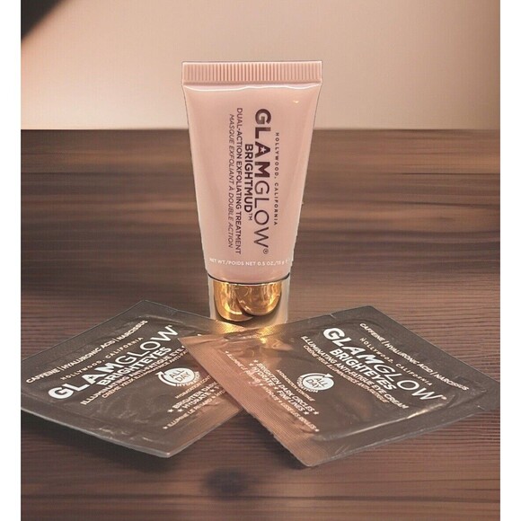 GLAMGLOW Brightmud Exfoliating Mask .5oz & 2Bright Eyes Eye Cream Samples Sealed - Picture 2 of 11